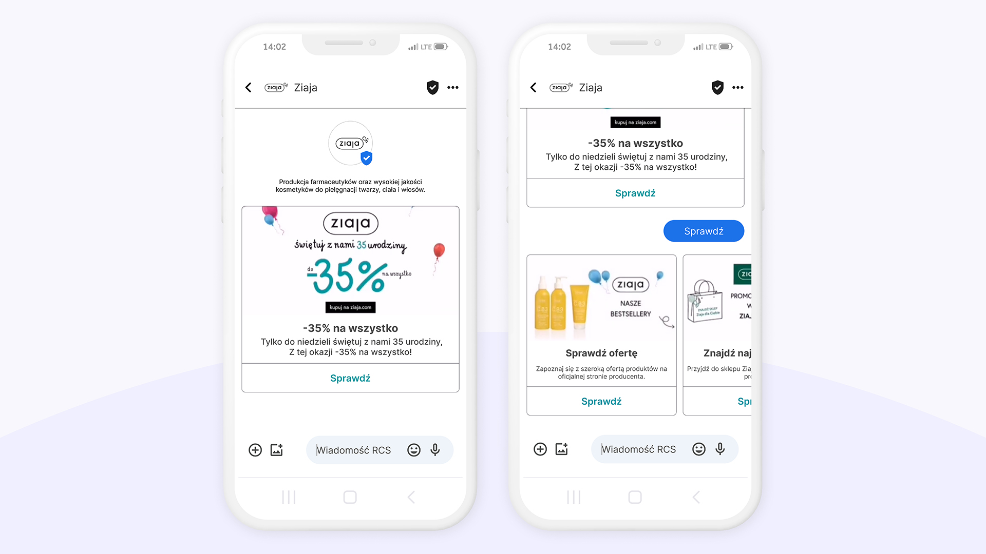 rcs marketing message example